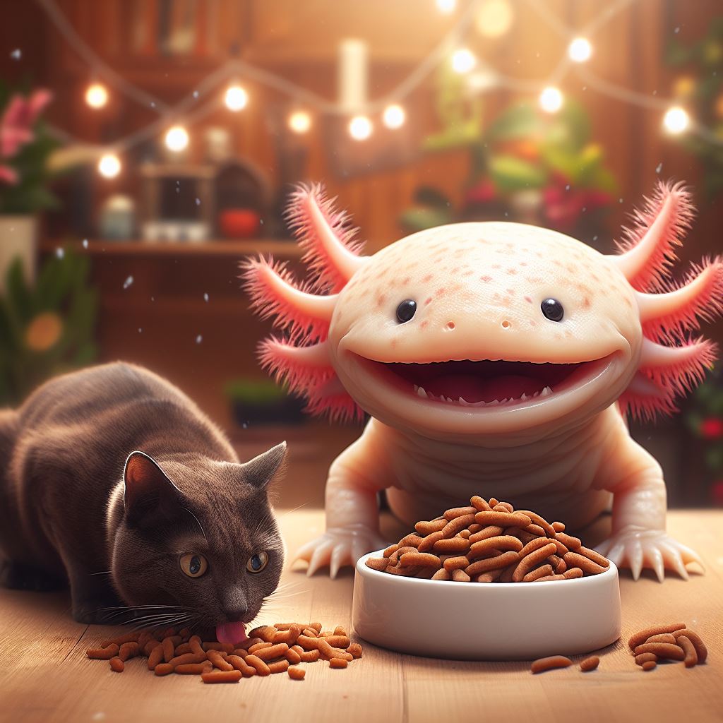 axolotl eating cat food