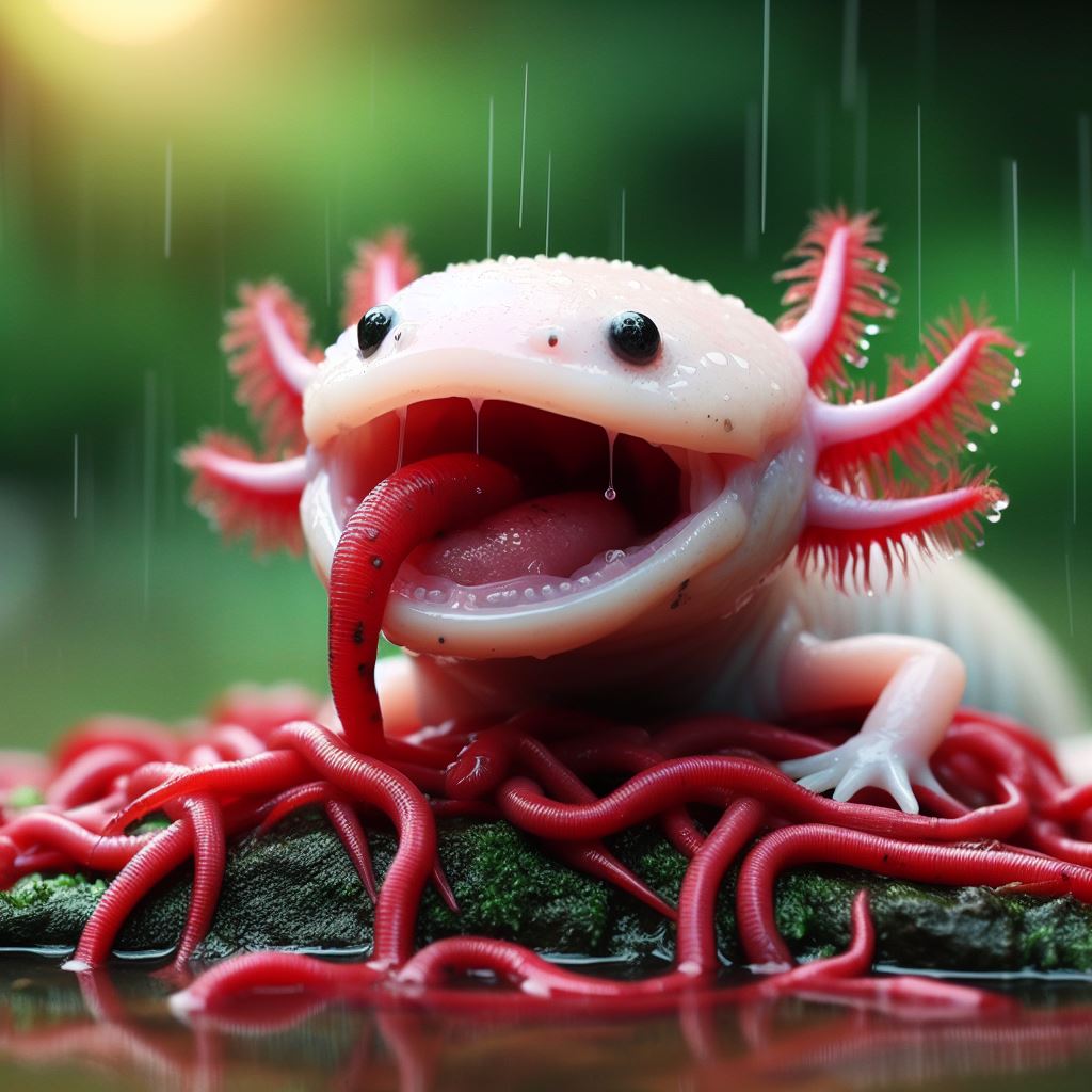 Risk of eating red worms for axolotls