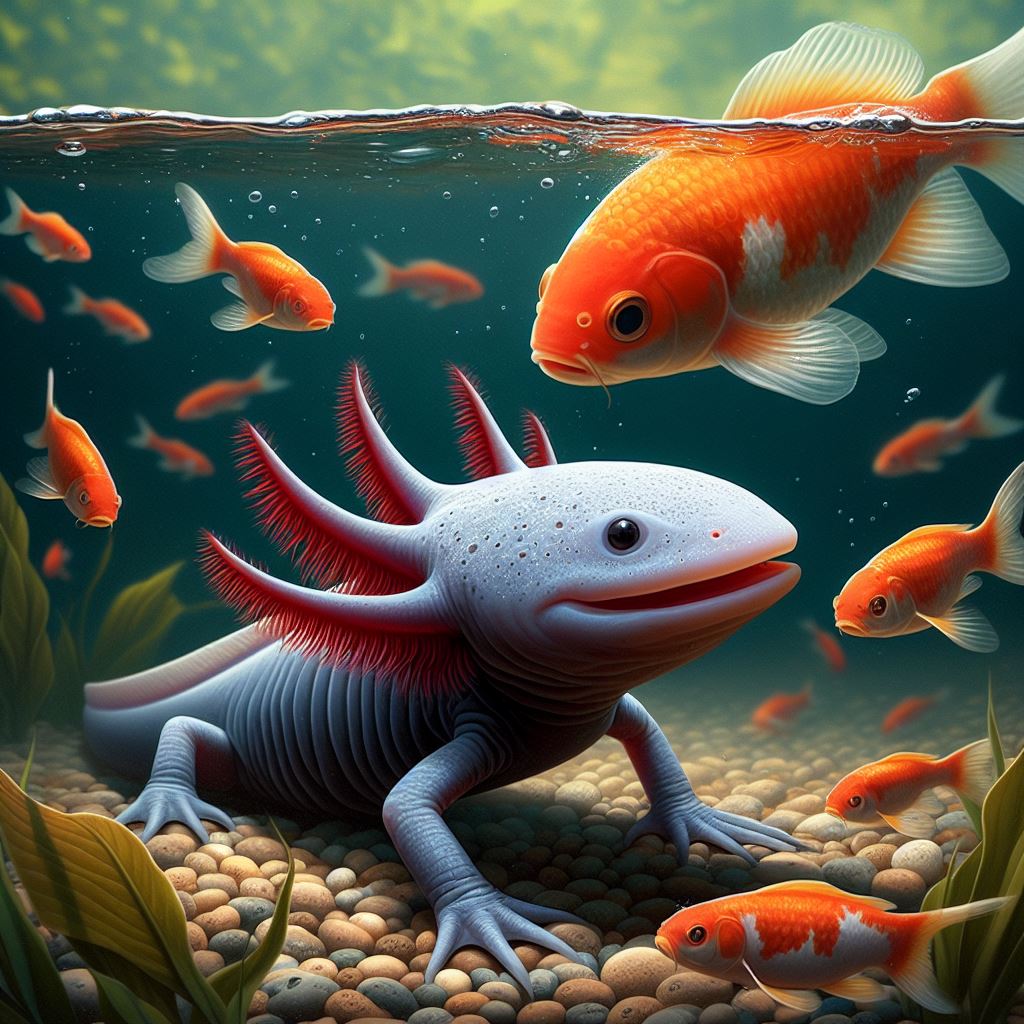 Temperature and water quality considerations for axolotls and koi fish