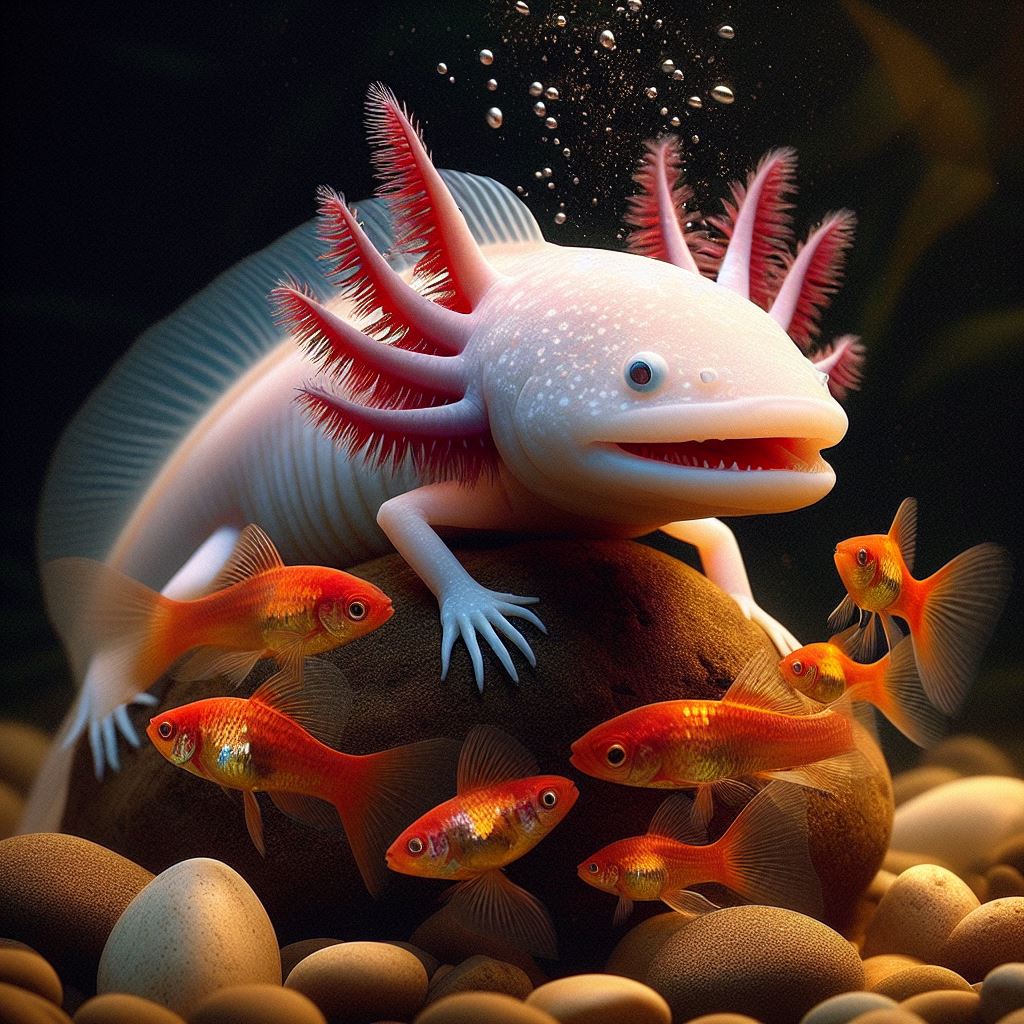 Axolotls can't live with guppies