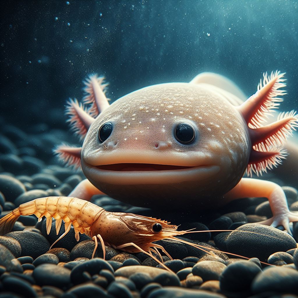 Axolotls can't live with shrimp