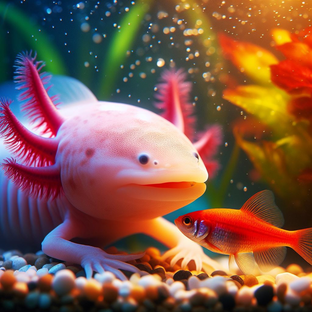 Temperature and water consideration for axolotl and neon tetra