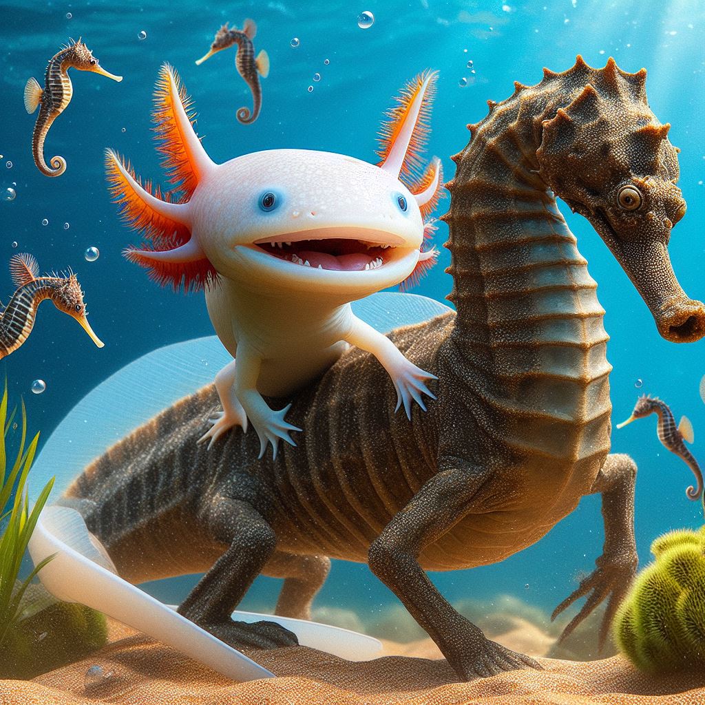 Axolotls can't live with seahorses