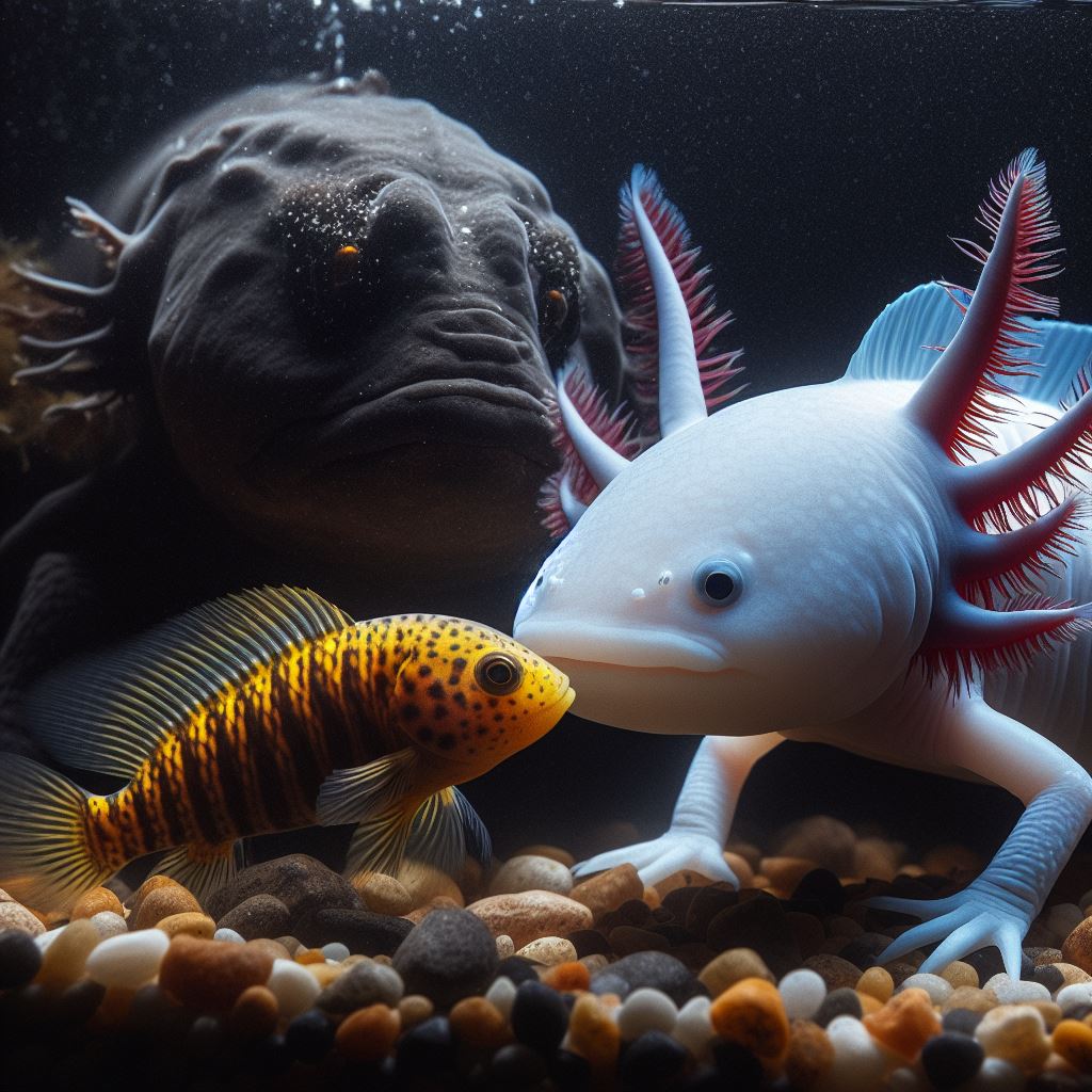 Axolotls can live with African Cichlids