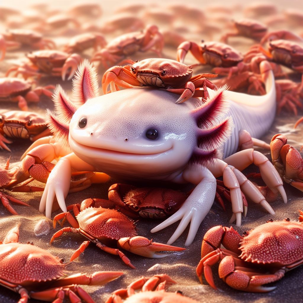 Temperature and water considerations for axolotls and crabs