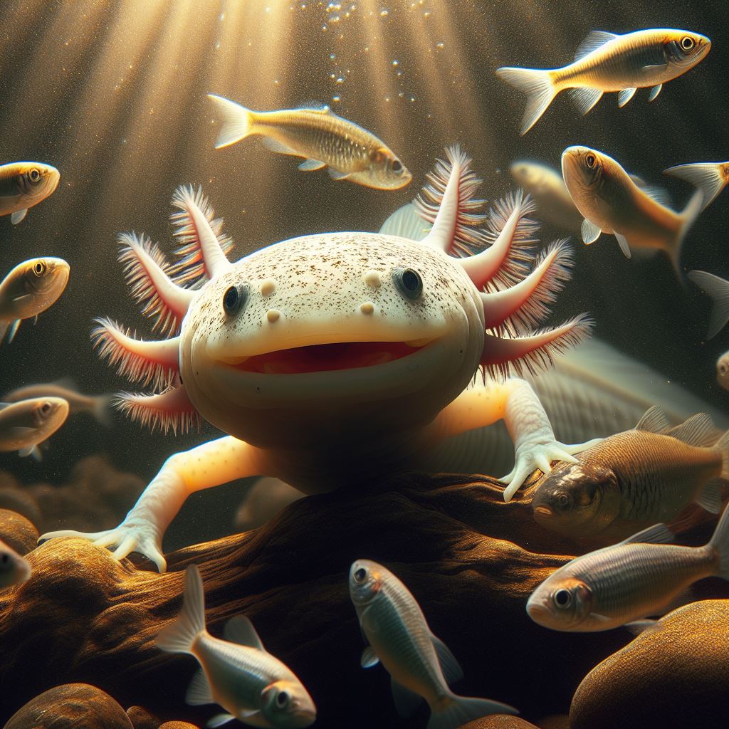 Axolotls can live with minnows